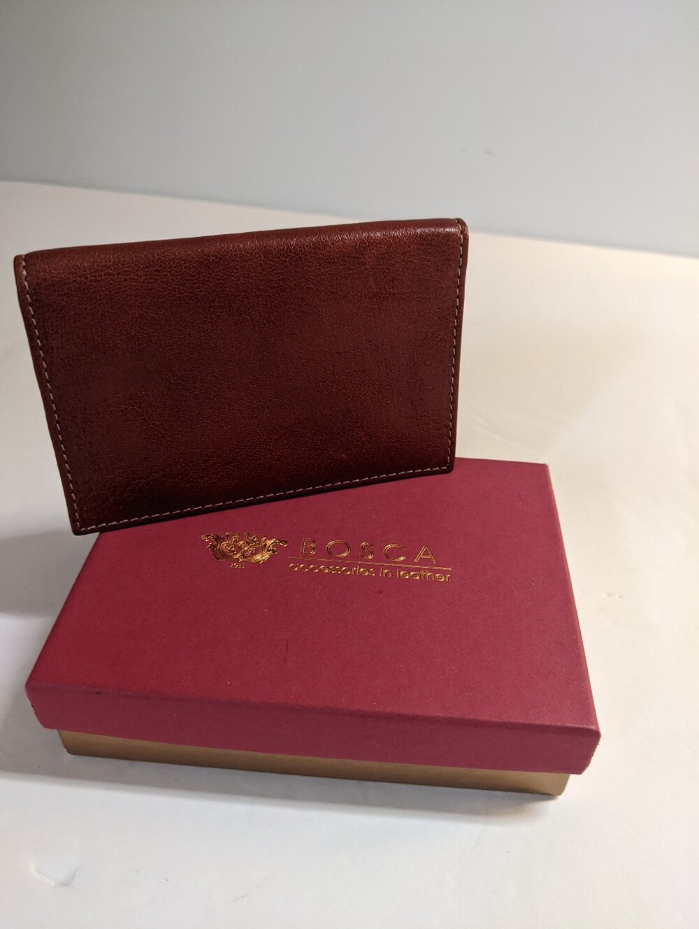 Bosca Brown Leather Calling Card Case